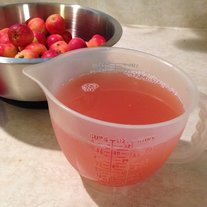 a measuring cup full of apple juice for Cider
